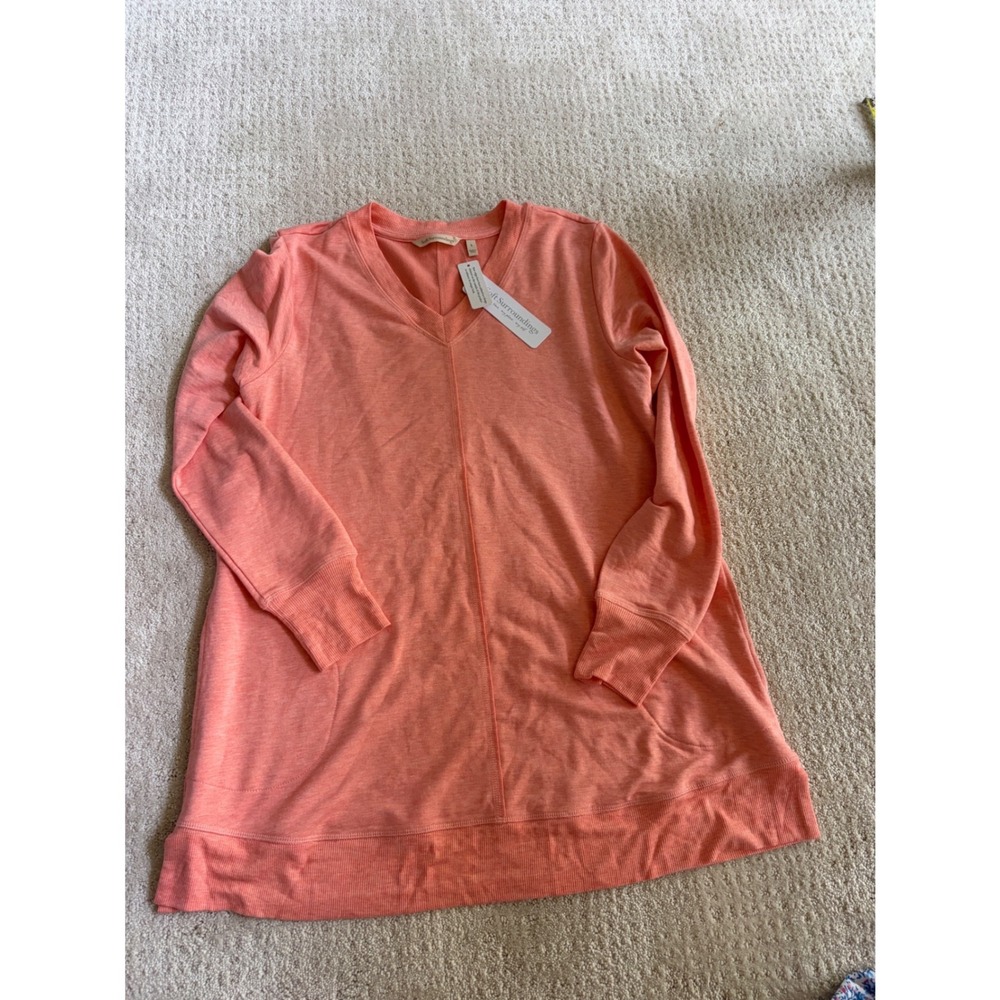 Soft Surroundings Siesta Soft Tunic Womens Small Orange NWT V-Neck Heathered